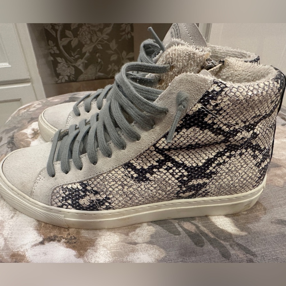 Women’s P448 Star2.0 Silver Python-Embossed High-Top Sneakers size 36